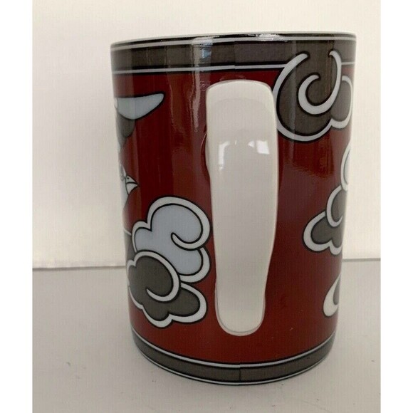 Set of 4 Rare Fitz & Floyd Mouchet d'Argent Mugs Cups 1978 Cinnamon Red & Gray - Picture 5 of 12